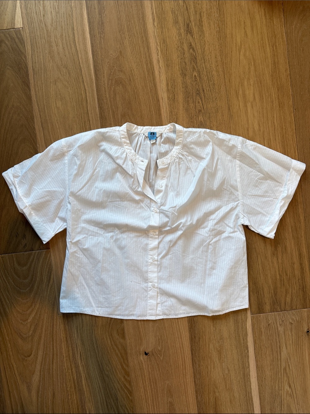 White Short-Sleeve Button Front Women’s Top